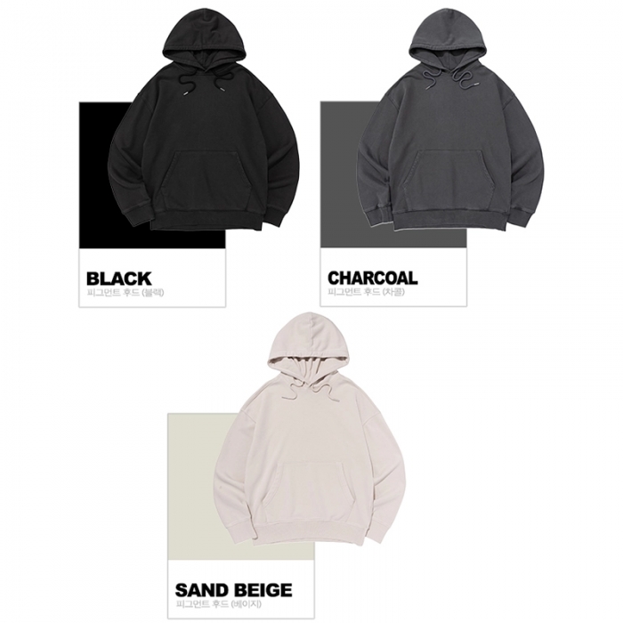 비캔버스 피그먼트 쭈리 오버핏 후드티