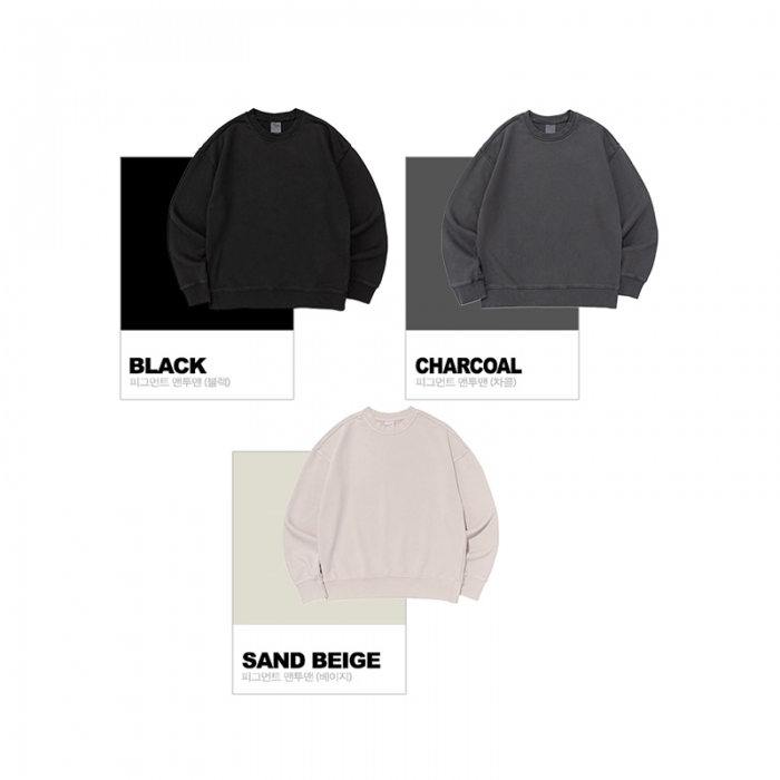 비캔버스 피그먼트 쭈리 오버핏 맨투맨