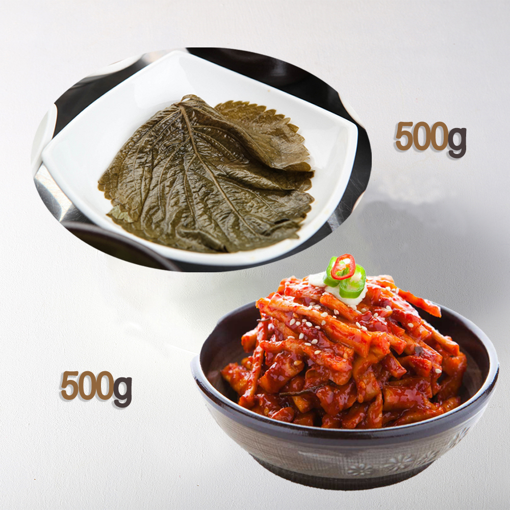 [체험특가] 찬우물 간장깻잎지 500g + 찬우물 무말랭이 무침 500g