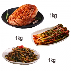 찬우물 신선김치세트 3kg (포기김치 1Kg + 파김치 1kg + 열무김치 1kg)