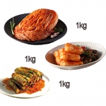 찬우물 신선김치세트 3kg (포기김치 1Kg + 총각김치 1kg + 오이소박이 1kg)