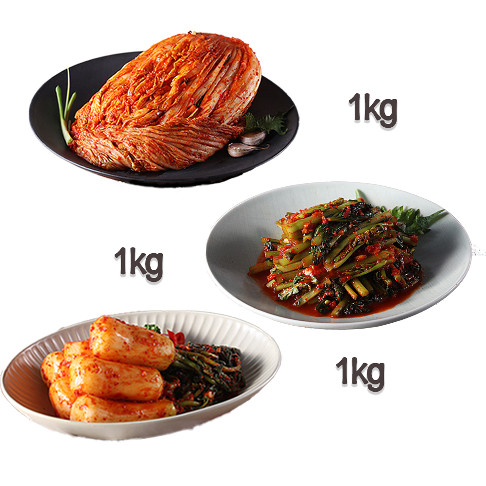 찬우물 신선김치세트 3kg (포기김치 1Kg + 열무김치 1kg + 총각김치 1kg)