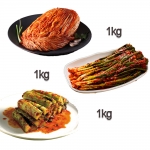 찬우물 신선김치세트 3kg (포기김치 1Kg + 파김치 1kg + 오이소박이 1kg)