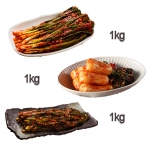 찬우물 신선김치세트 3kg (파김치 1Kg + 총각김치 1kg + 갓김치 1kg)