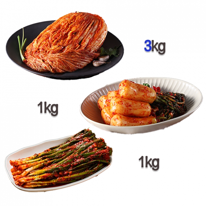 찬우물 신선김치세트 5kg (포기김치 3Kg + 총각김치 1kg + 파김치 1kg)