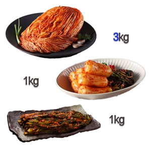 찬우물 신선김치세트 5kg (포기김치 3Kg + 총각김치 1kg + 갓김치 1kg)