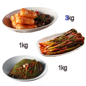 찬우물 신선김치세트 5kg (총각김치 3Kg + 파김치 1kg + 깻잎김치 1kg)