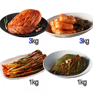 찬우물 신선김치세트 8kg (포기김치 3Kg + 총각김치 3kg + 파김치 1kg + 깻잎김치 1kg)