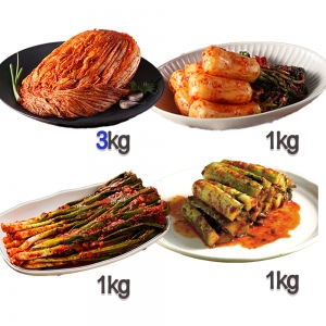 찬우물 신선김치세트 6kg (포기김치 3Kg + 총각김치 1kg + 파김치 1kg + 오이소박이 1kg)