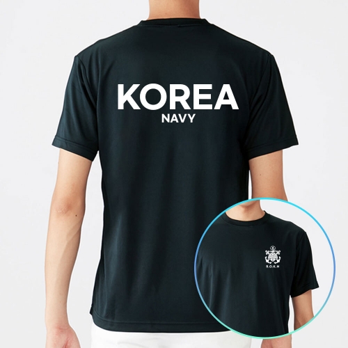 해군 쿨론 블랙 군인 NAVY 로고 반팔티셔츠
