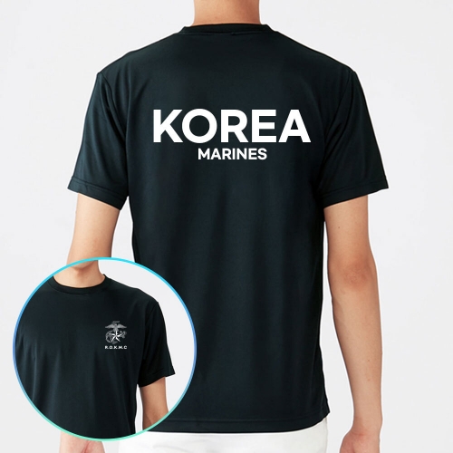 해병대 쿨론 블랙 군인 ROKMC 로고형 MARINES 반팔티셔츠