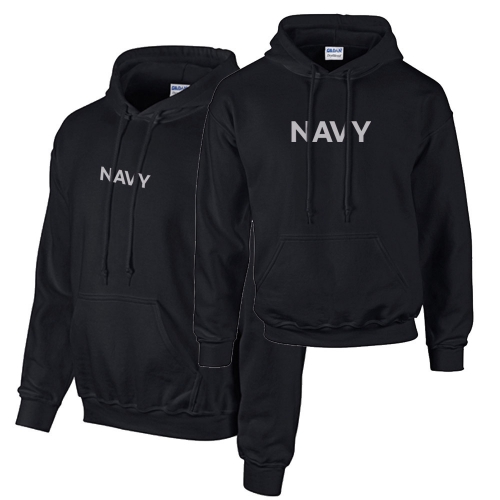 밀리터리 기모 블랙 후드티 NAVY