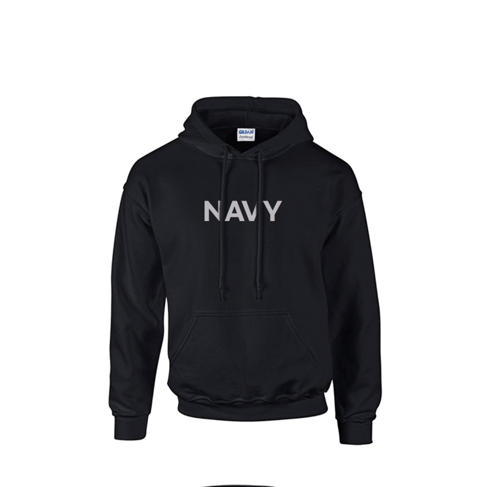 밀리터리 기모 블랙 후드티 NAVY