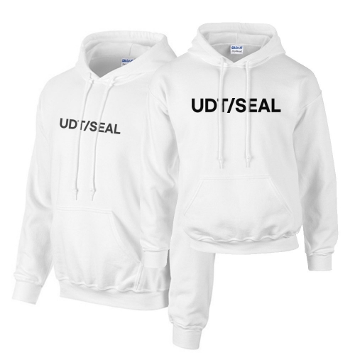 밀리터리 기모 화이트 후드티 UDT SEAL