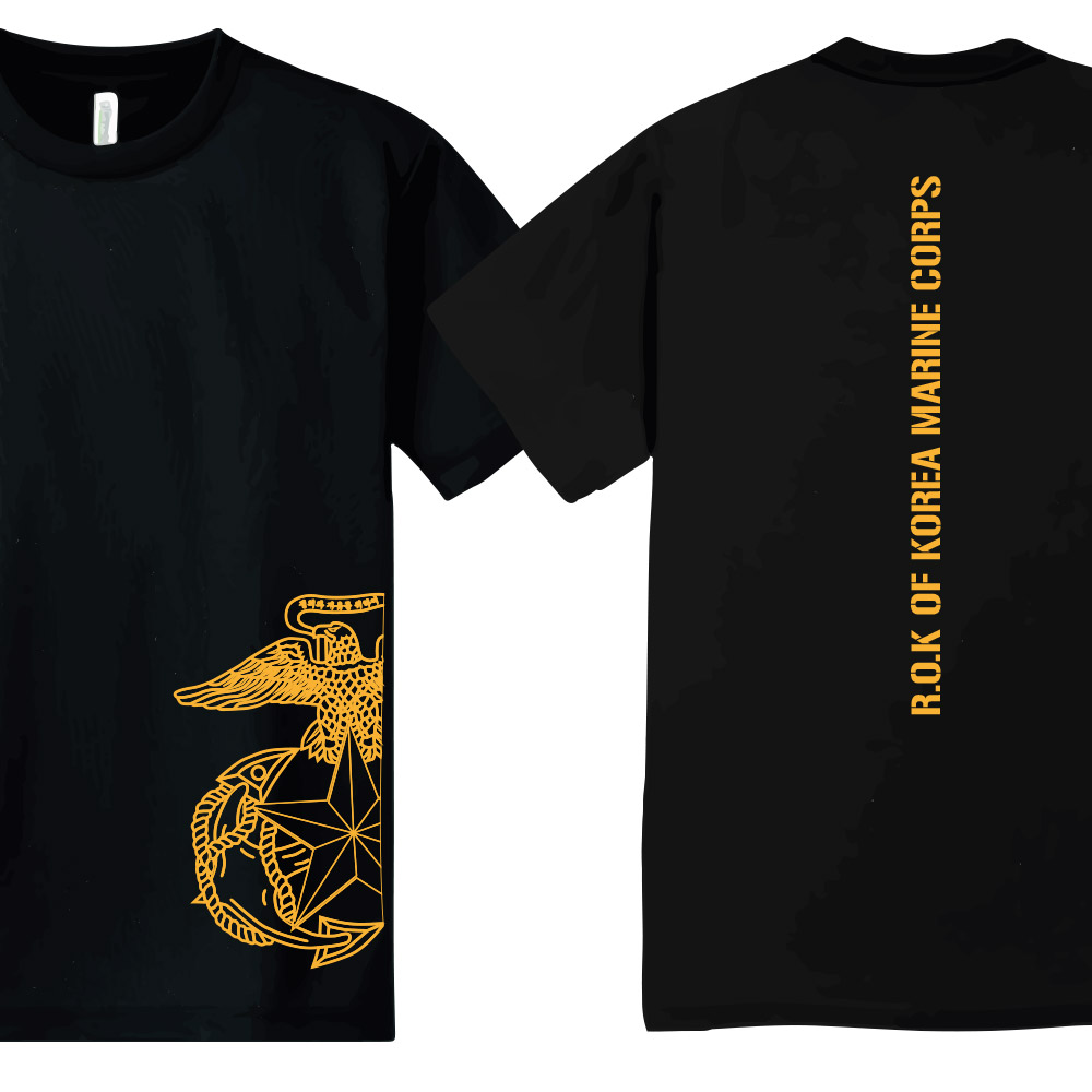 밀리터리 반프린팅 마크 해병대 컬러 반팔 티셔츠