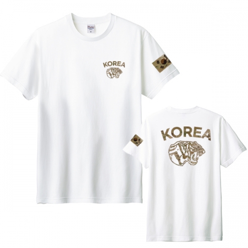 멀티카모 KOREA 호랑이 화이트 반팔 티셔츠