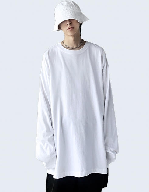 Solid color layered long-sleeved T-shirt