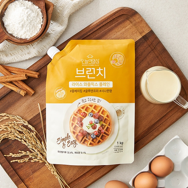 흥국에프앤비 오늘의 일상 브런치 와플믹스 플레인 1kg 3개세트