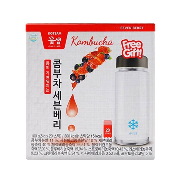 꽃샘 몸이 가벼워지는 콤부차 세븐베리 20티백 보틀 350ml 포함