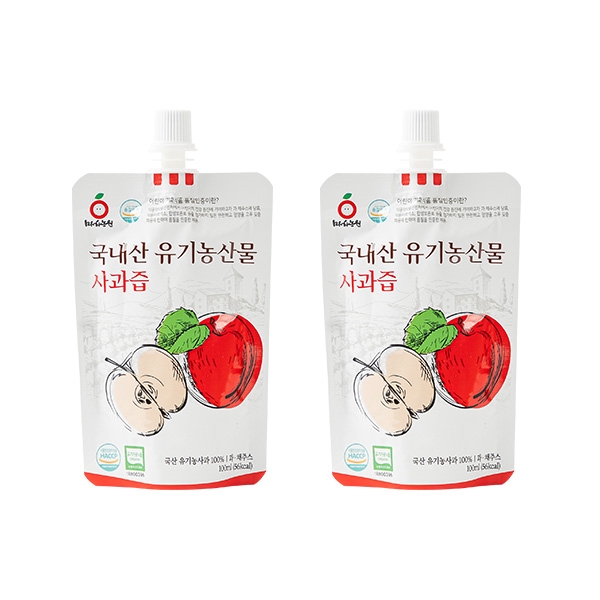 한결농장 국내산 유기농 사과즙 100ml 2개세트