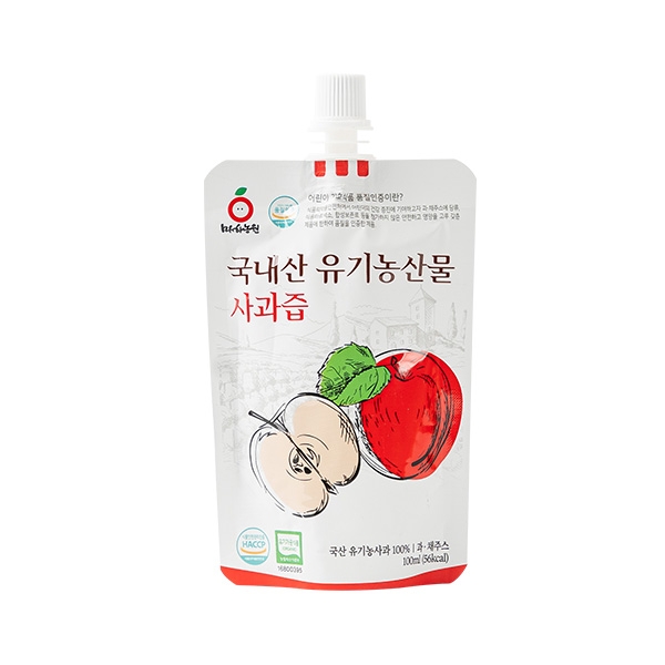 한결농장 국내산 유기농 사과즙 100ml 1박스 30개