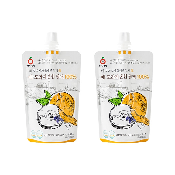 한결농장 배 도라지 혼합 원액 100ml 2개세트