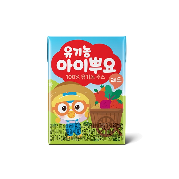 뽀로로 아이뿌요 100% 유기농 과채 어린이주스 레드 120ml