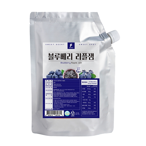 프레시코 블루베리 리플잼 1kg 1박스 8개