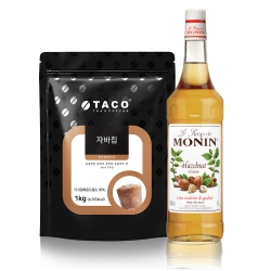 [MEGA SALE 헤이즐넛 자바칩 프라페] 타코 자바칩 파우더 1kg + 모닌 헤이즐넛시럽 1000ml