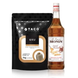 [MEGA SALE 토피넛 카라멜 크림 라떼] 타코 토피넛 프라페믹스 1kg + 모닌 카라멜시럽 1000ml