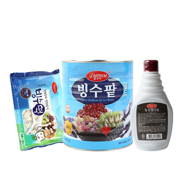 팥모아 초코 빙수 3종세트 팥3kg+초코시럽+빙수떡