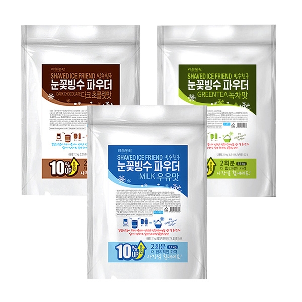 다농원 빙수친구 눈꽃빙수 파우더 1.1kg 3종 혼합 1박스 6개