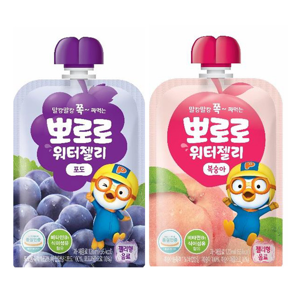 뽀로로 음료수 워터젤리 복숭아 포도 120ml 혼합선택 1박스 40개