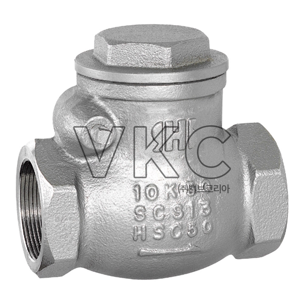 1000002204 (국산) 화성밸브 스텐 나사식 스윙체크밸브 10K 15A~50A (HS SSC13 스텐스윙체크 0.5인치~2인치)