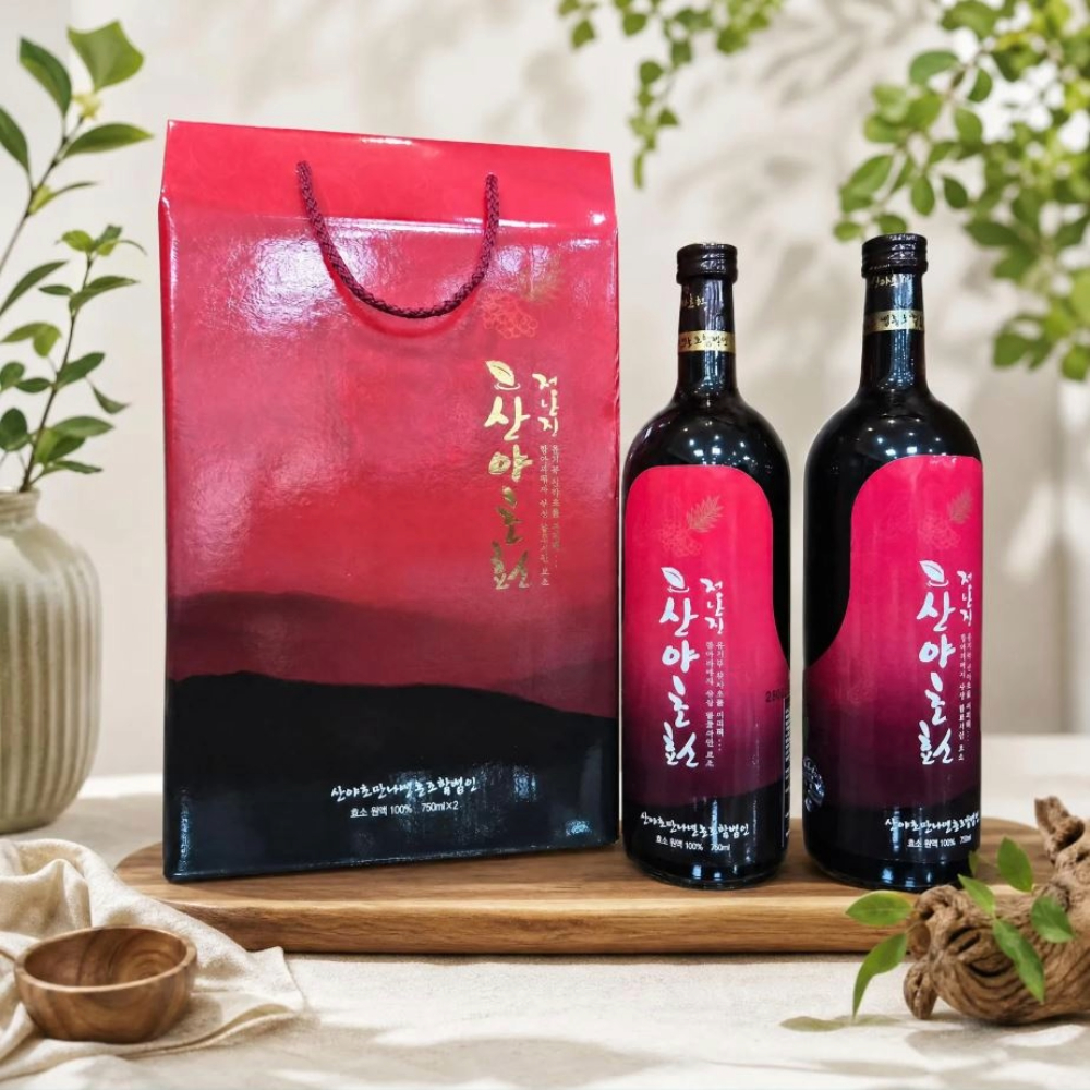 [남도드림] 산야초만나효소 항아리10년숙성 (와인병) 산야초 발효액 (750mlx2병)