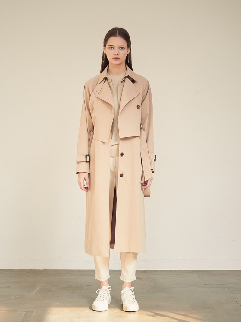 Gaia Layered Trench Coat_Beige