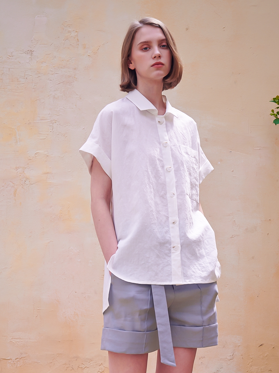 Rita Linen Short Pants_Blue