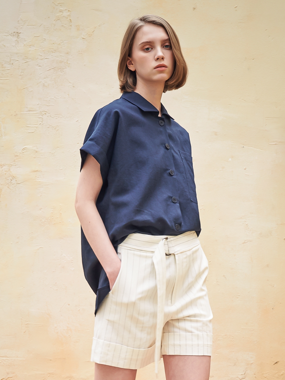 Rita Linen Short Pants_Blue