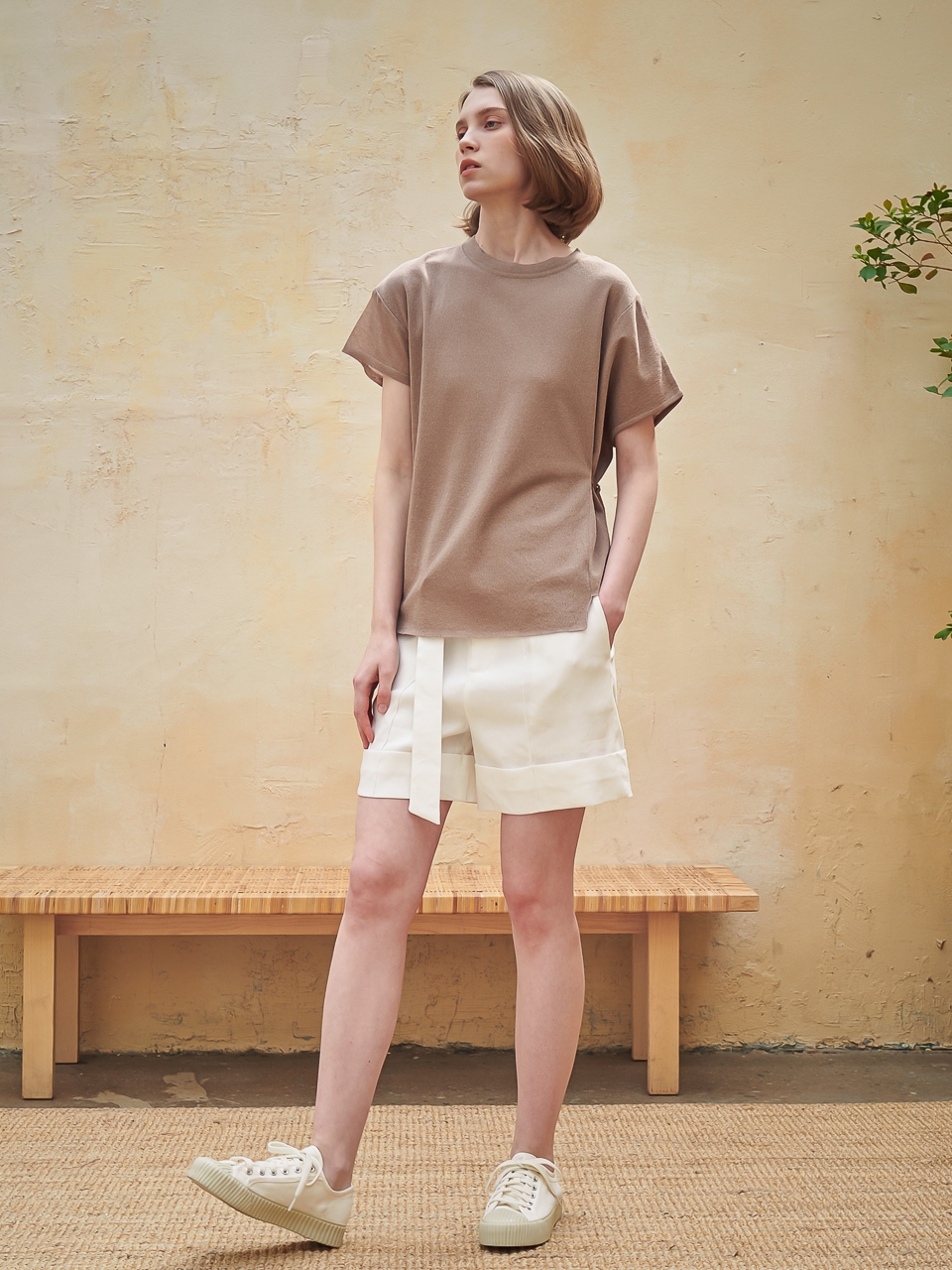 Rita Linen Short Pants_White