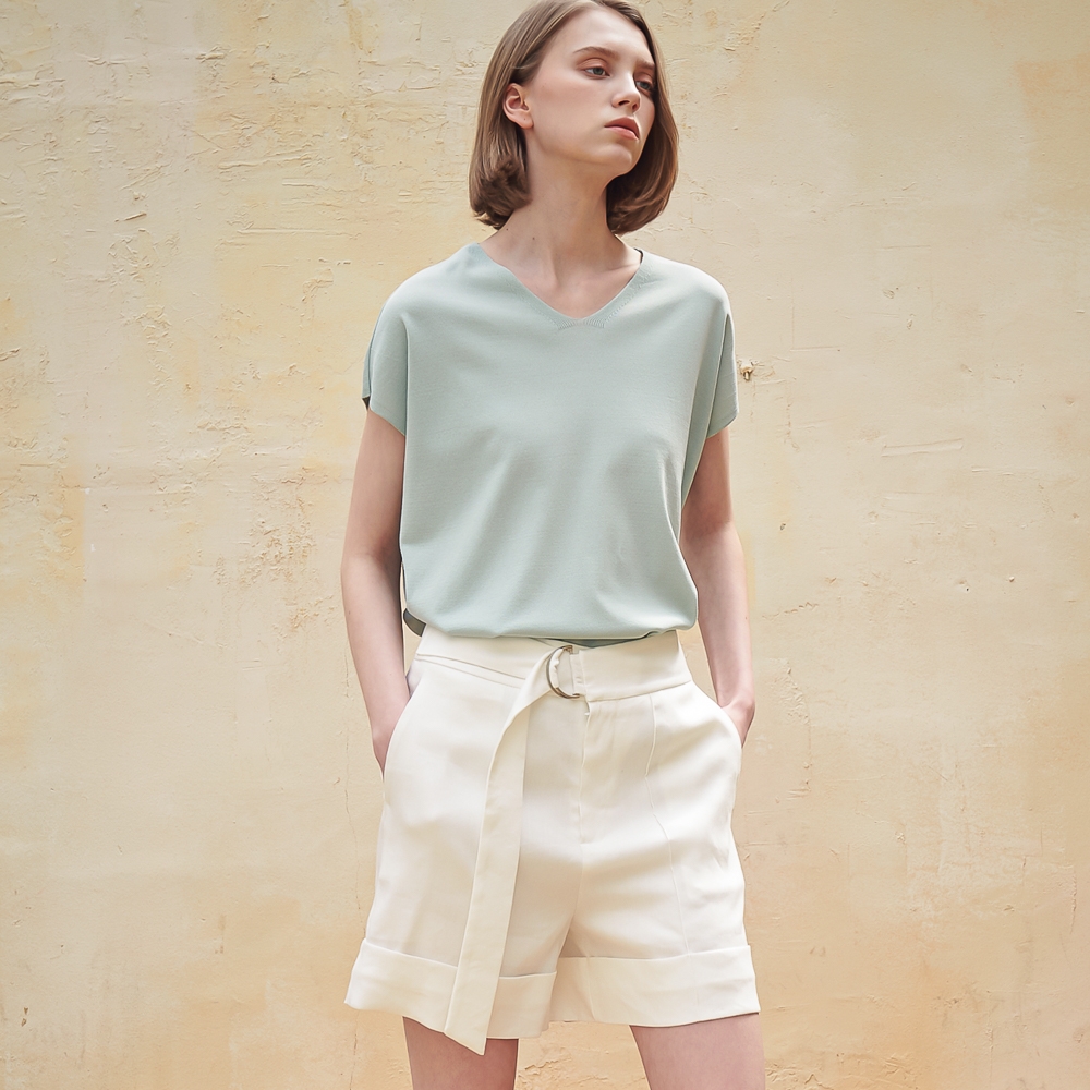 Rita Linen Short Pants_White