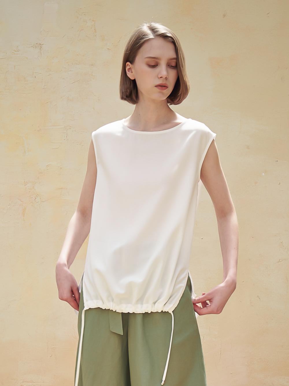 Strap Detail Sleeveless Blouse_Ivory