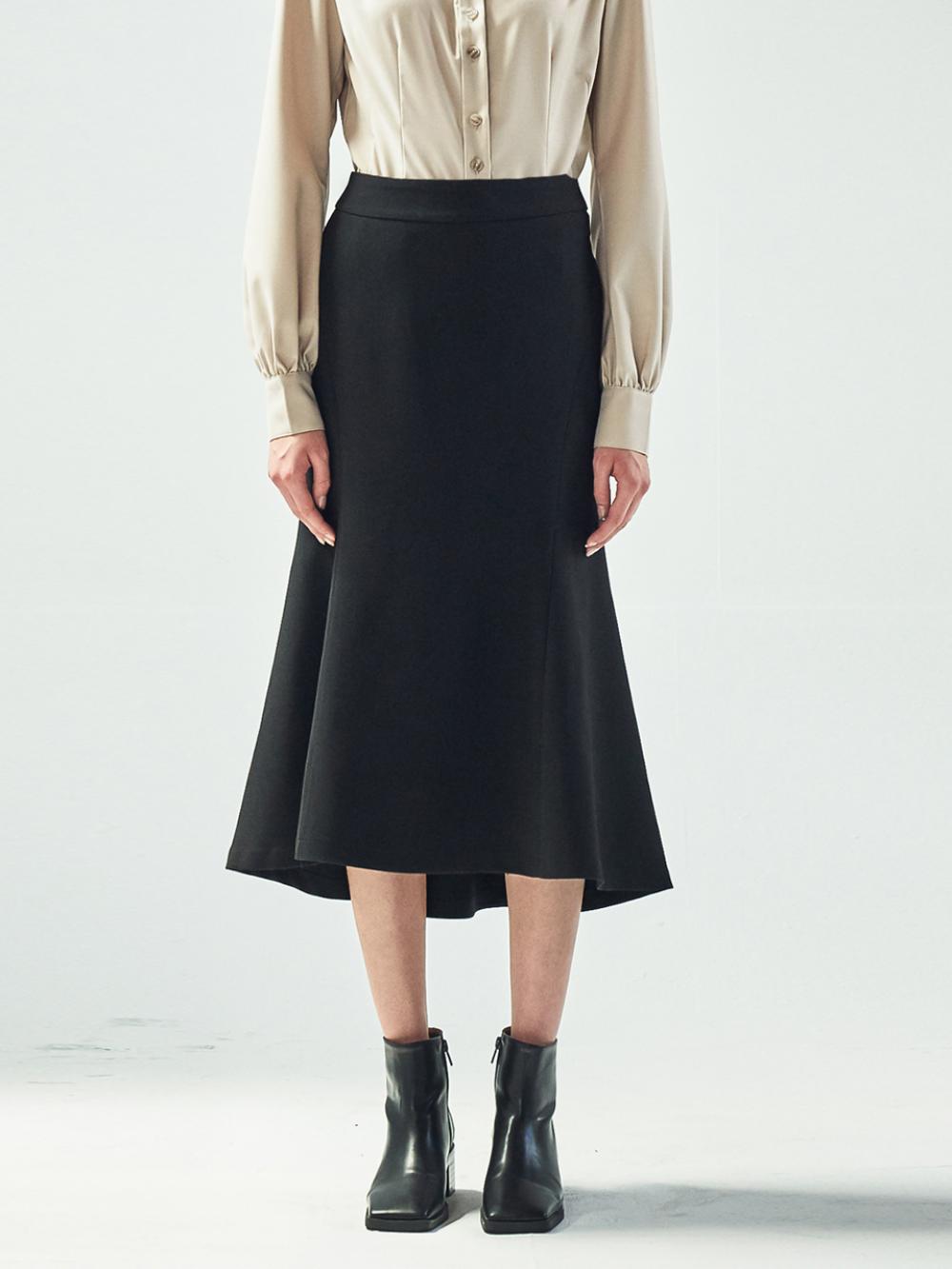 MERMAID LINE FLARED SKIRT_BLACK