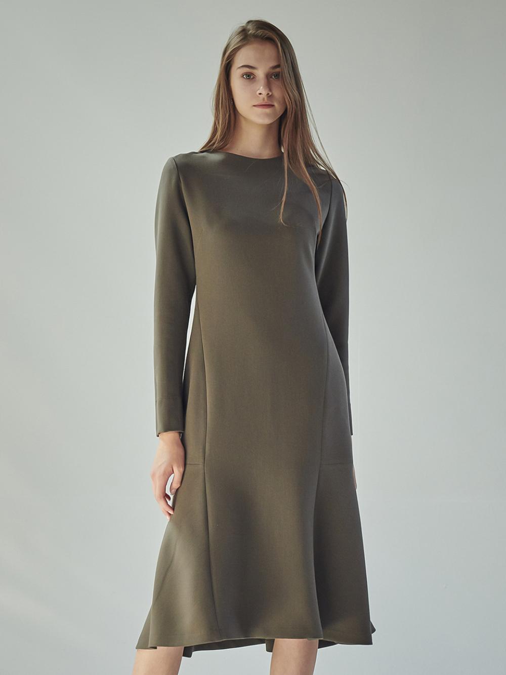 MERMAID LINE FLARED MIDI DRESS_D.BROWN