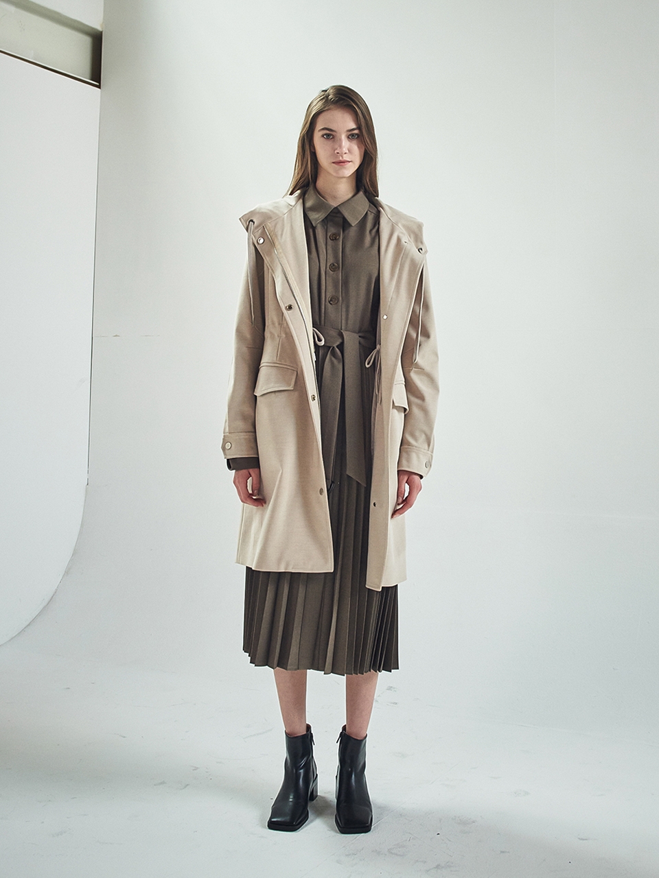 LIGHT WOOL BLENDED HOODED COAT_BEIGE