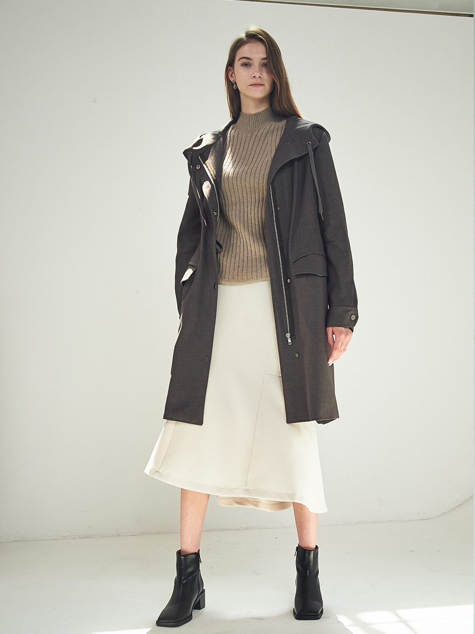 LIGHT WOOL BLENDED HOODED COAT_BEIGE