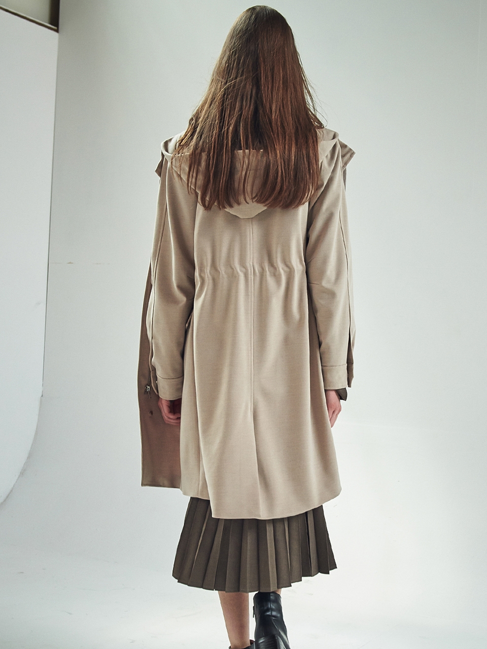 LIGHT WOOL BLENDED HOODED COAT_BEIGE