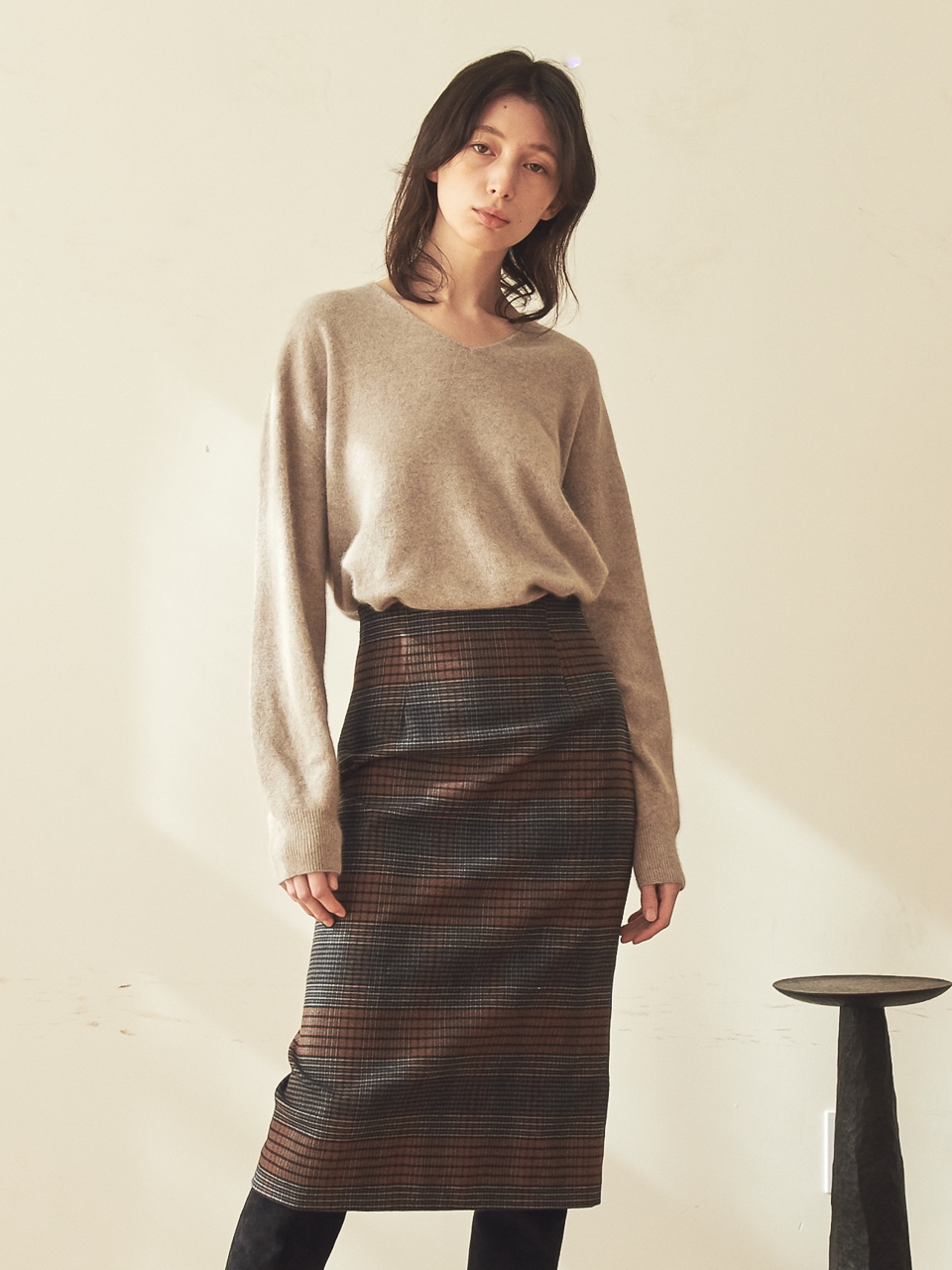 SLIM PENCIL SKIRT_CH.BLACK