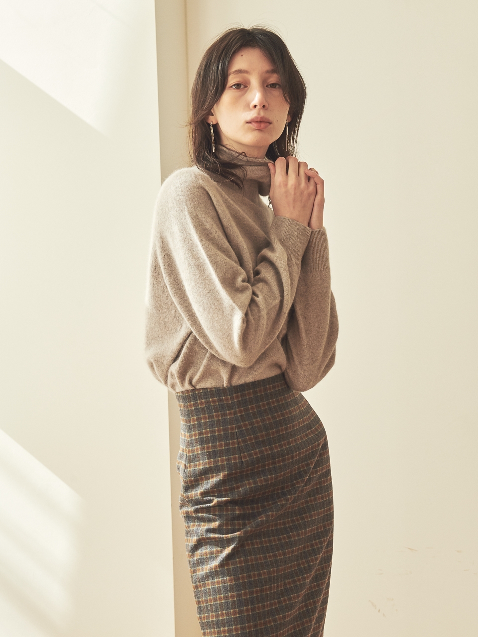 SLIM PENCIL SKIRT_CH.GREY