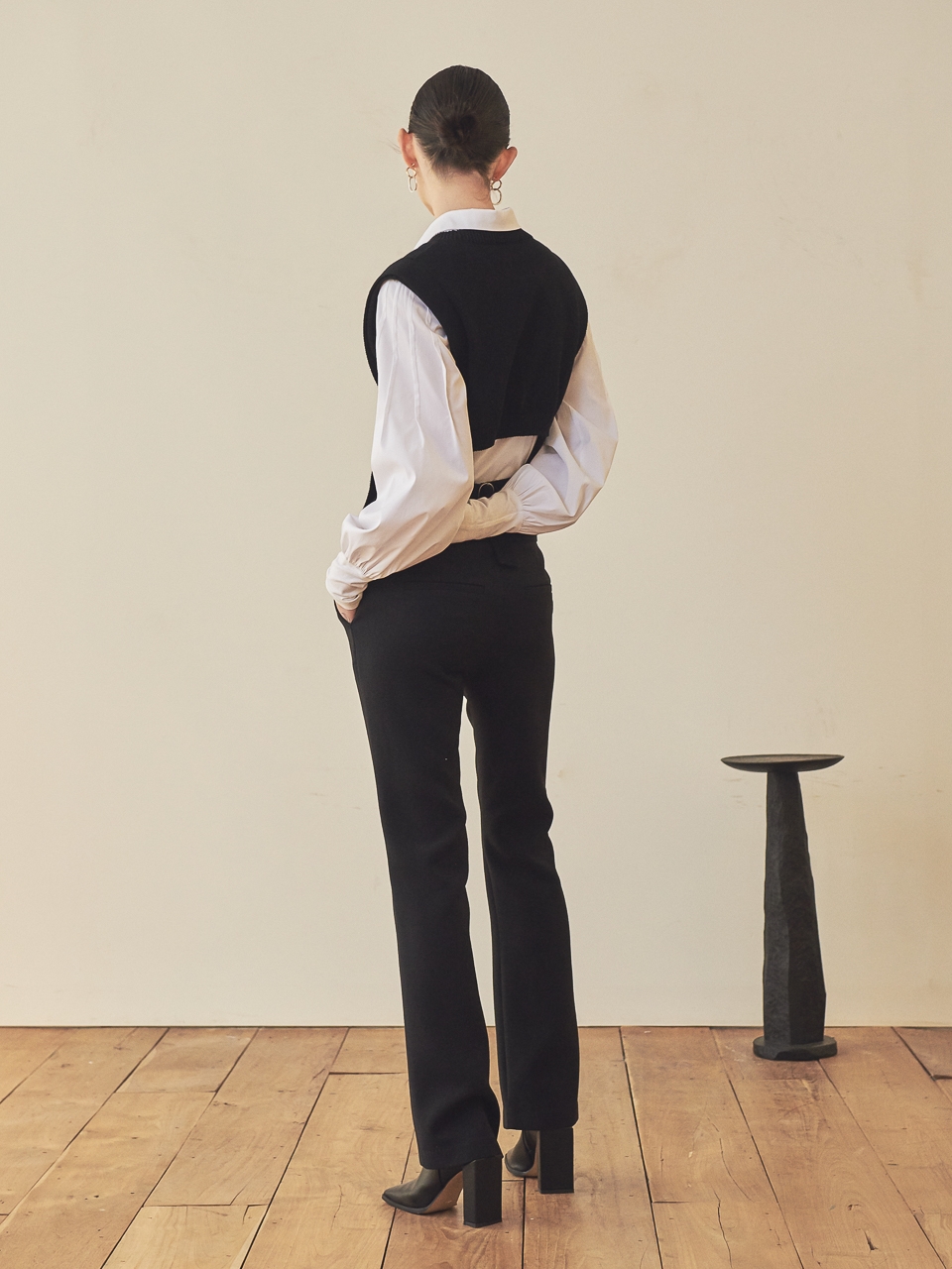 SLIM BOOTCUT PANTS_BLACK