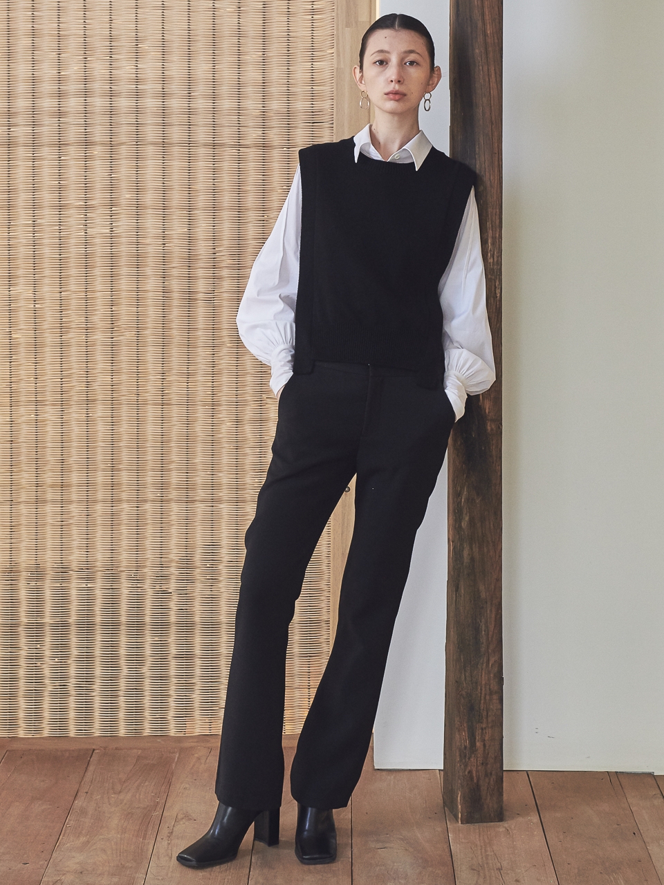 SLIM BOOTCUT PANTS_BLACK